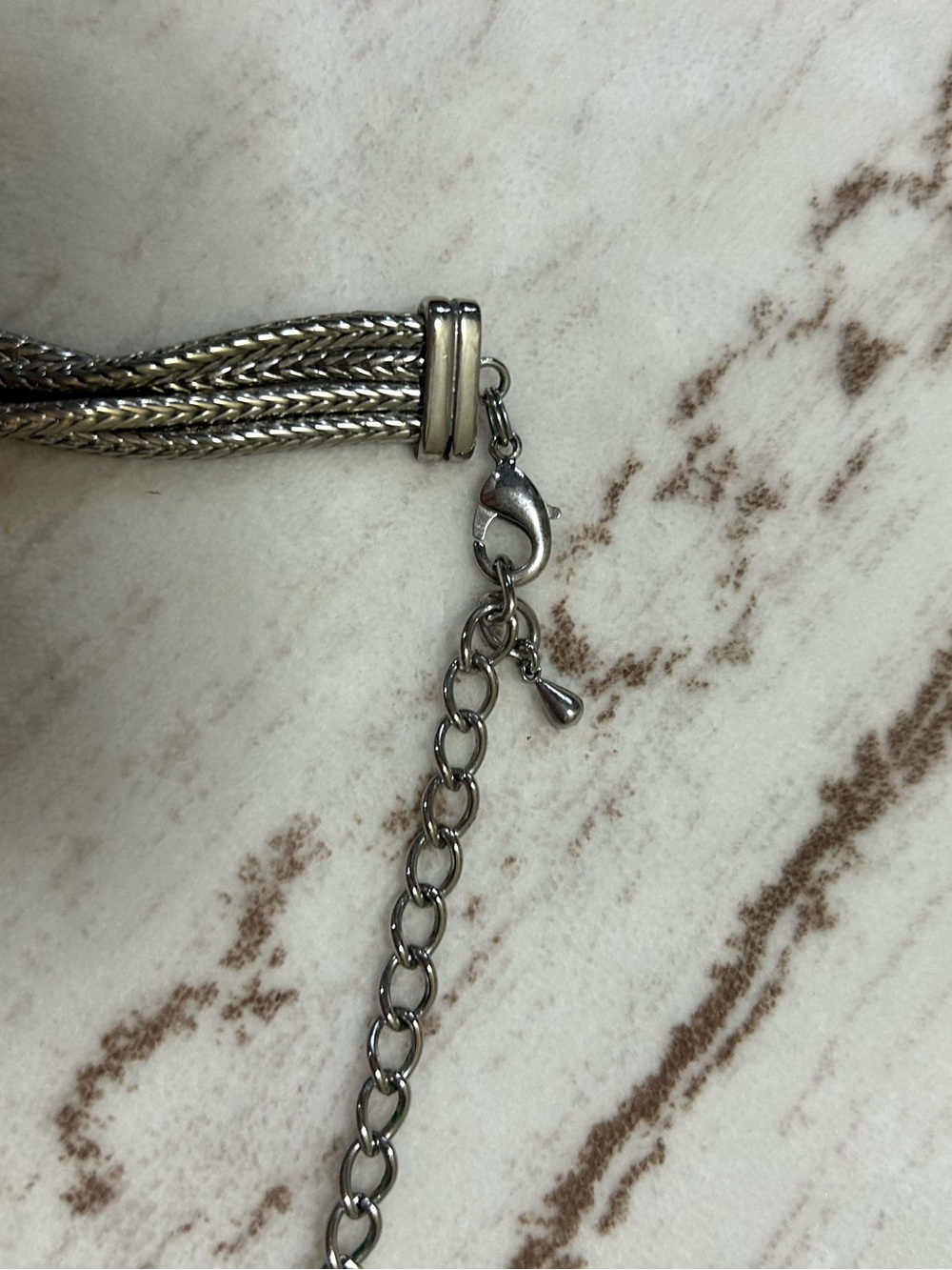 Silver Tone Multi Strand Statement Necklace Crystal Bead Layered Bib - Picture 4 of 7